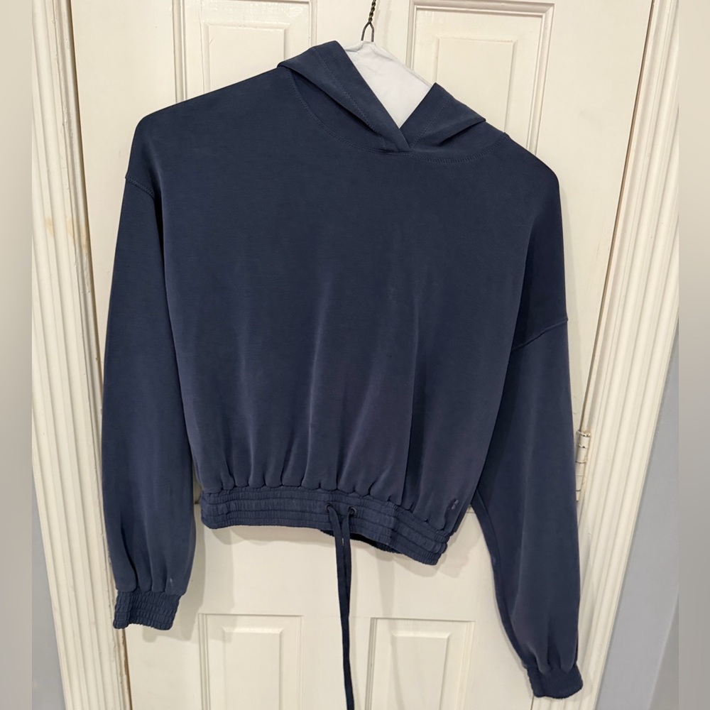 Navy Blue Cropped Hoodie